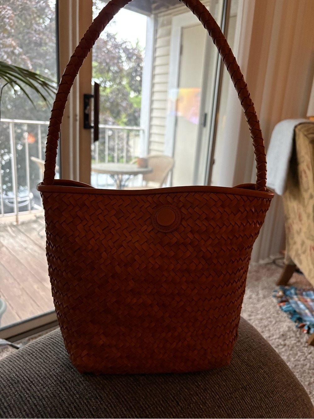Madewell Woven Leather Bucket Tote - Brown
